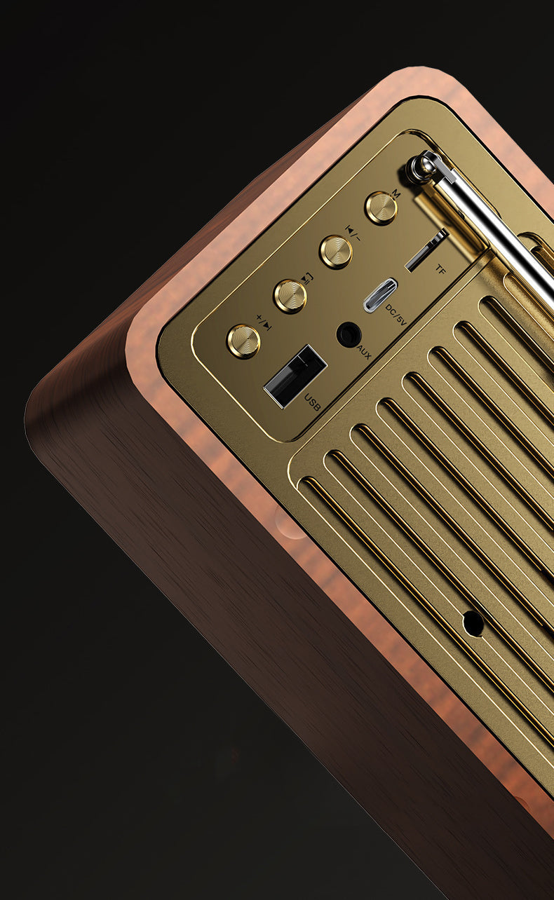 ウッド/レザーラジオデザインのBluetoothスピーカー - Sharill