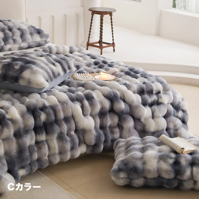 ミックスカラーの冬用ブランケット 北欧風 掛毛布