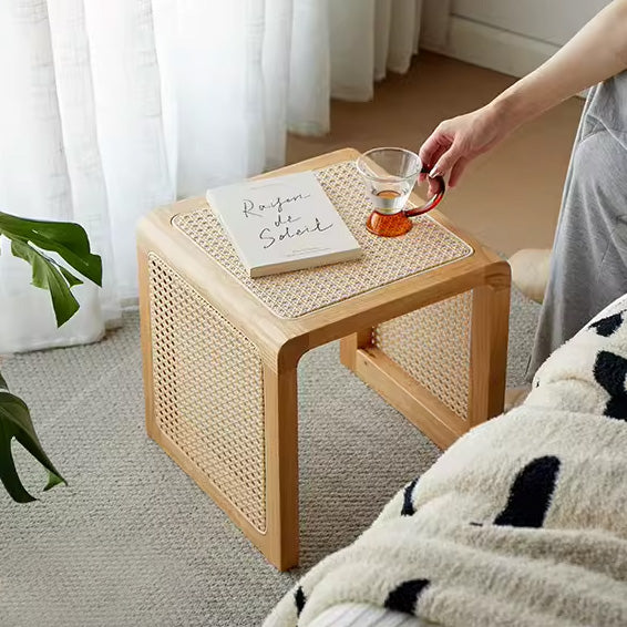 木製ラタンコーヒーテーブル（4色展開）