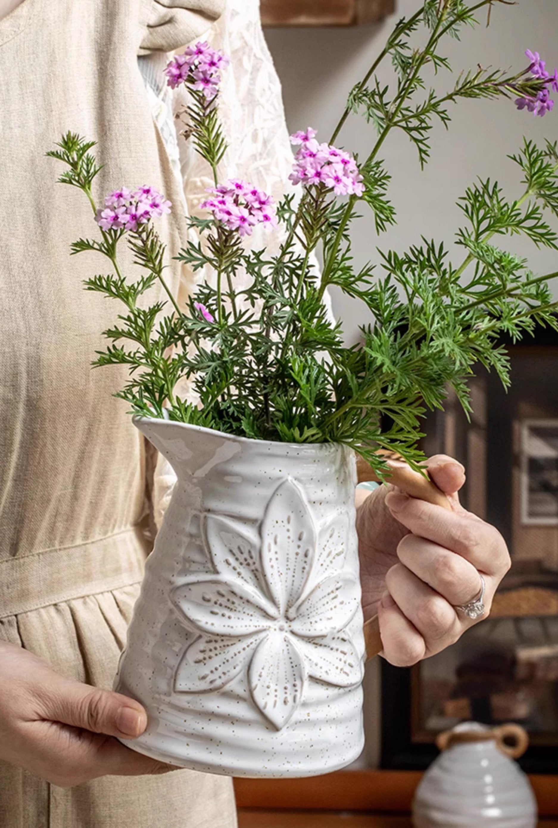 カントリスタイルの花瓶 ビンテージ 花瓶　フレンチカントリー花瓶　フラワーポット　アンティーク花瓶　大人かわいい花瓶