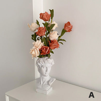 韓国風　北欧風　石膏像ポット 造花付き花瓶5種