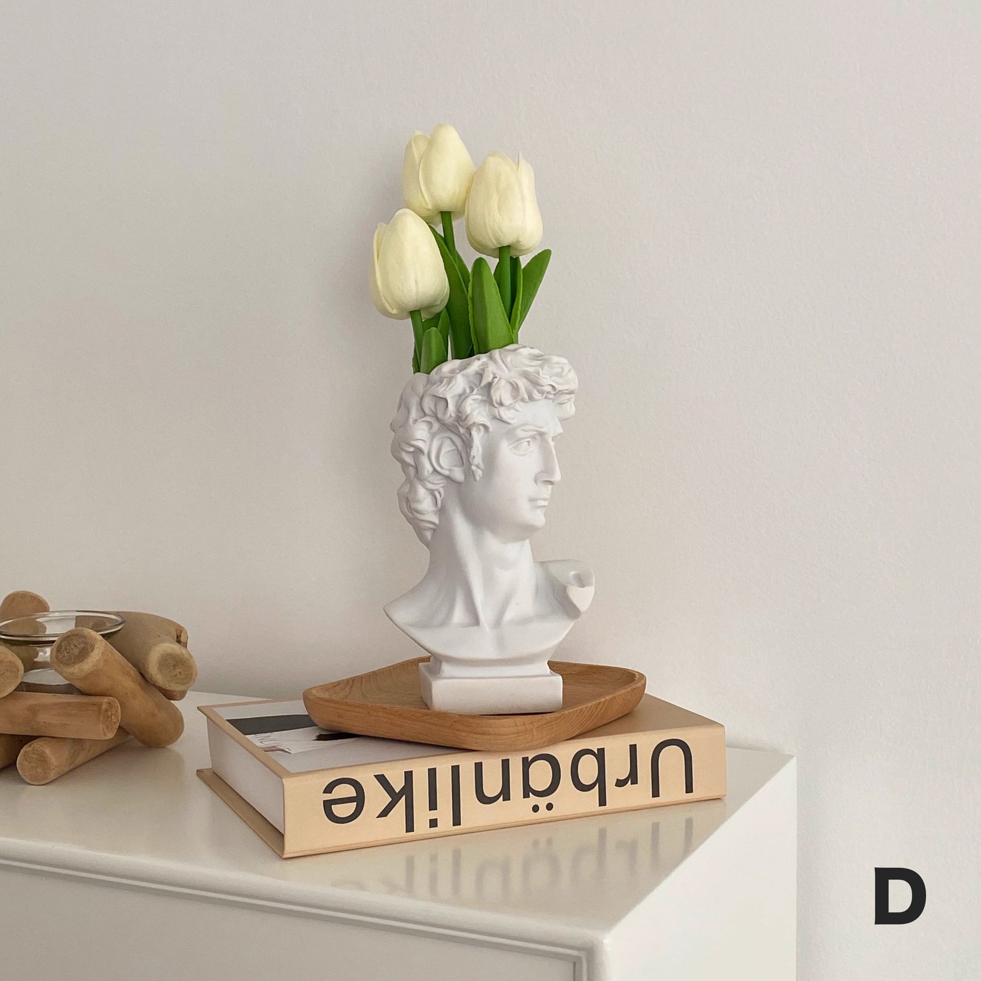 韓国風　北欧風　石膏像ポット 造花付き花瓶5種